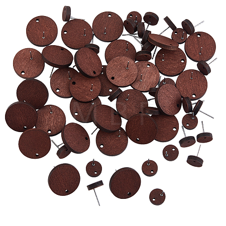 60Pcs Wood Stud Earrings Finding EJEW-FI0003-33E-1