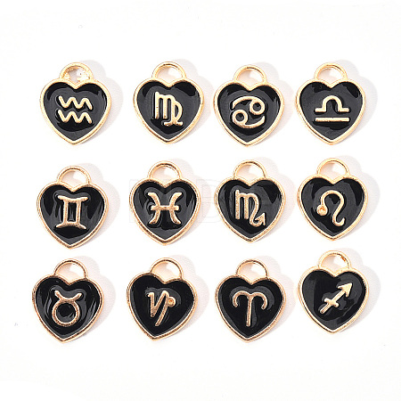 Light Gold Plated Alloy Enamel Pendants ENAM-R055-05B-1