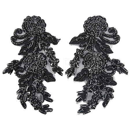 1Pair Flower Beading Cloth Embroidery Ornaments Accessories DIY-FG0010-47B-1