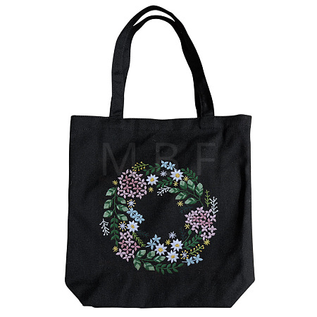 DIY Flower Wreath Pattern Tote Bag Embroidery Kit PW22121376717-1