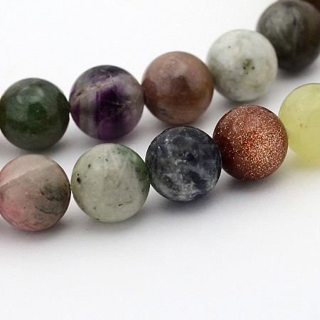 Natural & Synthetic Mixed Gemstone Beads Strands G-P070-26-8mm-1
