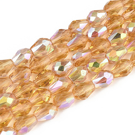 Transparent Electroplate Glass Beads Strands EGLA-N023-6x8mm-A05-1