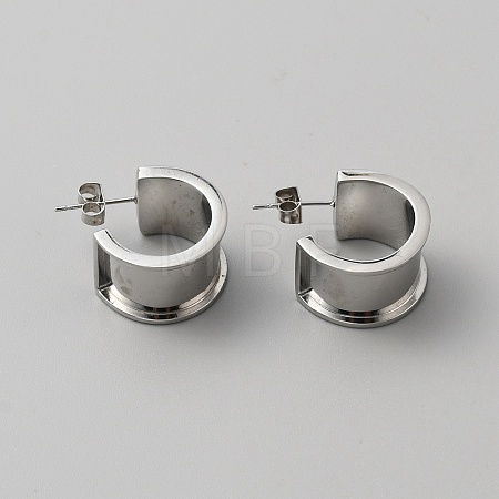 Stainless Steel Round Stud Earring Finding STAS-WH0016-55P-1