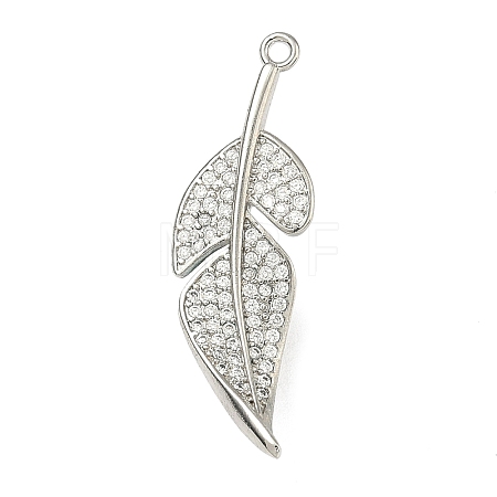 Leaf Brass Micro Pave Cubic Zirconia Enhancer Shortener Bails KK-F934-07B-P-1