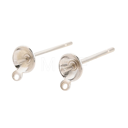 925 Sterling Silver Flat Round Stud Earrings Findings STER-B010-01B-S-1