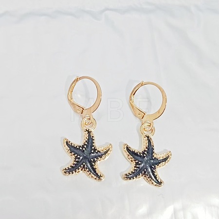 Ocean Theme Alloy Enamel Star Leverback Earrings FS-WG4EEAF-18-1