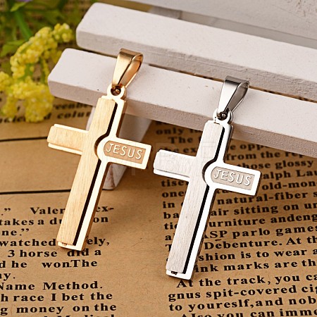 Latin Cross 304 Stainless Steel Pendants STAS-I035-22-1