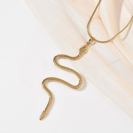 304 Stainless Steel Snake Pendant Round Snake Chain Necklaces for Women NJEW-K307-01G-1