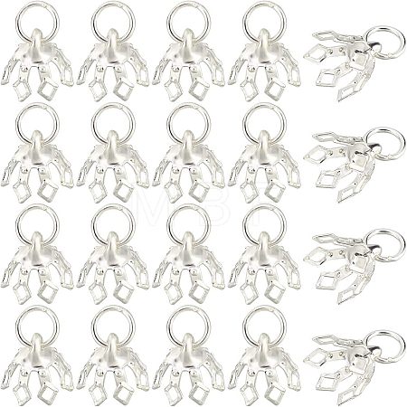80Pcs Flower Rack Plating Brass Filigree Bead Cap Pendant Bails KK-FH0003-48-1