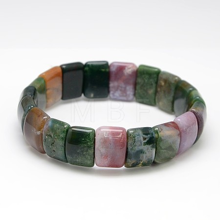 Classic Elastic Natural Gemstone Rectangle Beaded Stretch Bracelets BJEW-L333-13-1