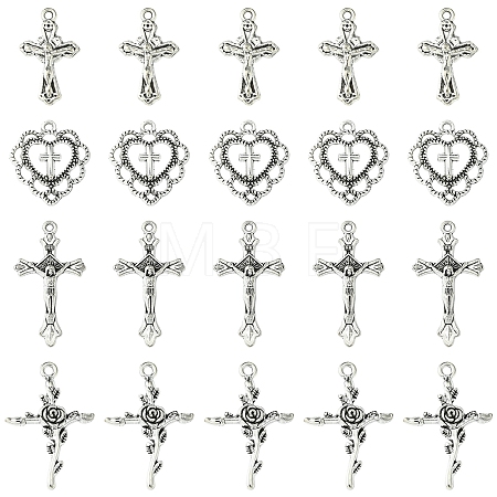 24Pcs 4 Styles Tibetan Style Alloy Pendants TIBE-FS0001-18-1