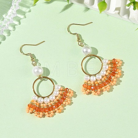 Glass Braided Beads Dangle Earrings EJEW-MZ00747-02-1
