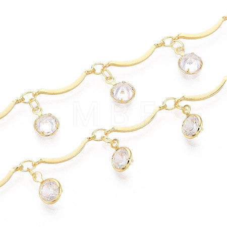 Brass Glass Scalloped Bar Chains CHC-T018-06G-1