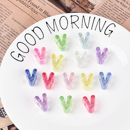 UV Plating Transparent Acrylic European Beads OACR-M027-02V-1