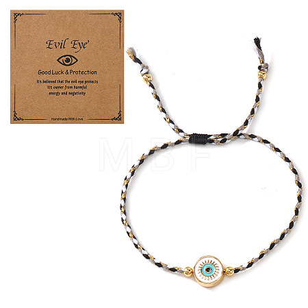 Brass Enamel White Evil Eye Link Braclets FV7122-6-1