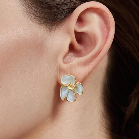 Flower Brass Enamel Stud Earrings FS-WGDDC1E-01-1