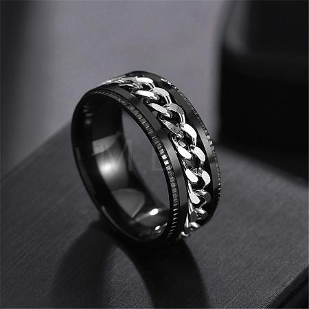 Non-Tarnish Stainless Steel Chains Rotating Finger Ring PW-WG67706-08-1