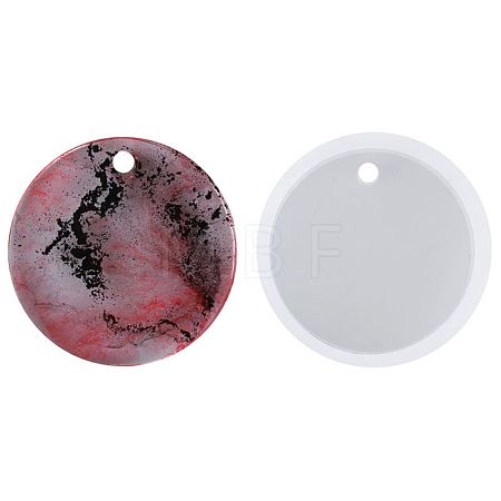 Flat Round Shape DIY Pendant Silicone Molds AJEW-P038-02-1