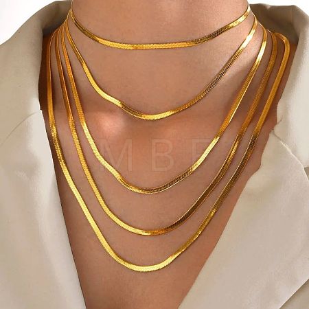 304 Stainless Steel Snake Chain Necklaces for Women WG80FEF-12-1