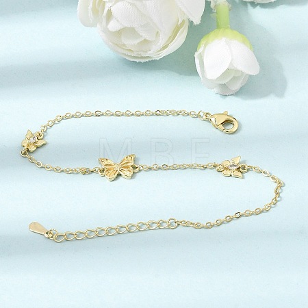 Brass Butterfly Link Bracelets KK-CBAFF9E-01G-1