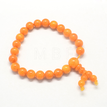 Buddha Meditation Yellow Jade Beaded Stretch Bracelets BJEW-R041-8mm-03-1