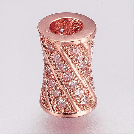 Brass Micro Pave Cubic Zirconia Beads ZIRC-G087-19RG-1