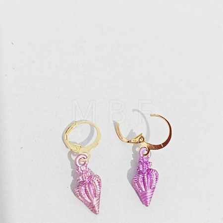 Ocean Theme Alloy Enamel Conch Leverback Earrings FS-WG4EEAF-05-1