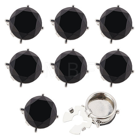 8Pcs Brass Rhinestone Cufflinks BUTT-GL0001-08A-1