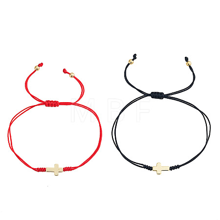 2Pcs Adjustable Couple Cross Bead Bracelet Set WH6372-1-1