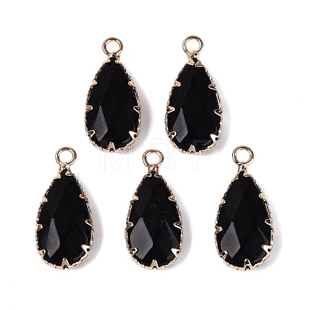 Natural Obsidian Faceted Pendants G-Q606-104G-01-1