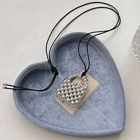 Alloy Round Beaded Handbag Pendant Necklaces for Women WGA77D5-01-1