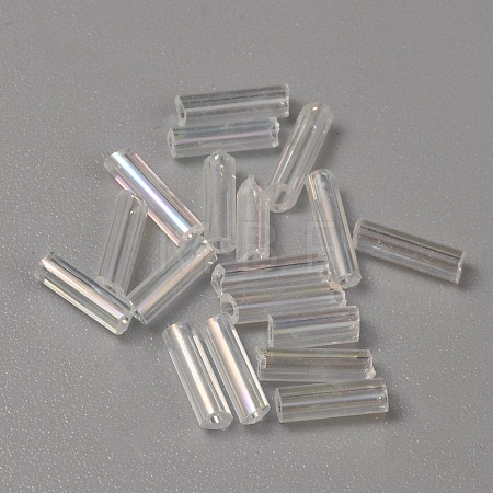 300Pcs Transparent Glass Round Bugle Beads GLAA-WH0015-74B-1