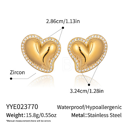 Heart 304 Stainless Steel Stud Earrings AO8083-6-1