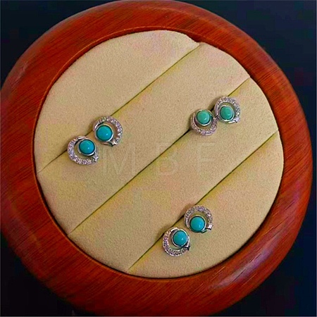 Synthetic Turquoise Dangle Stud Earrings EJEW-C178-01B-1