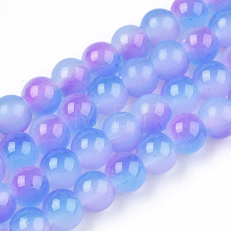 Baking Paint Imitation Jade Glass Round Bead Strands DGLA-N003-8mm-01-1