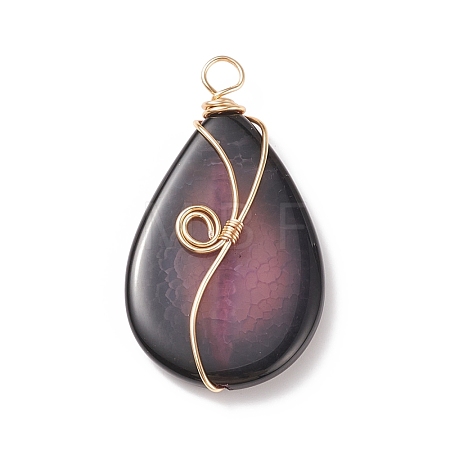 Natural Crackle Agate Pendants PALLOY-JF01867-02-1