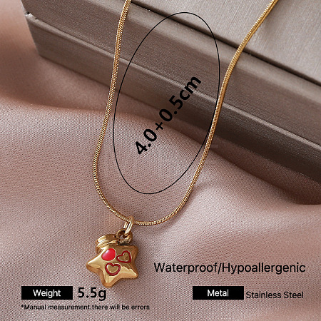 Vintage 304 Stainless Steel Enamel Pendant Necklaces EC1066-6-1