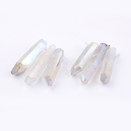 Electroplated Natural Quartz Crystal Graduated Beads Strands LS-G-P315-A10-1