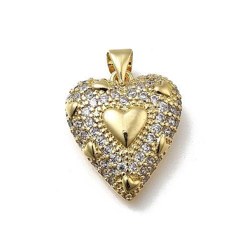 Brass Micro Pave Cubic Zirconia Pendants KK-C090-45G-01-1