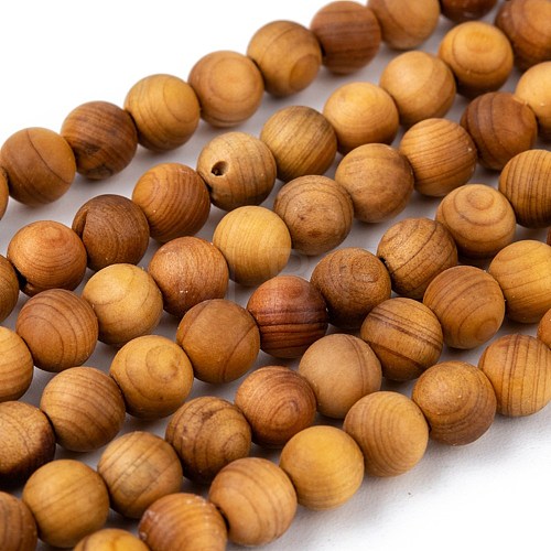 Natural Wood Beads Strand WOOD-F006-01-6mm-1