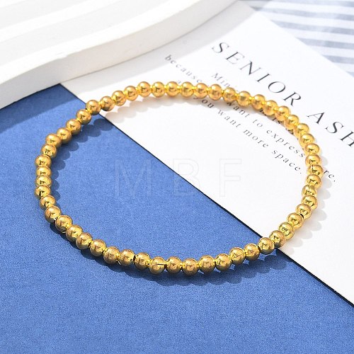 Brass Beaded Stretch Bracelets for Men Women BJEW-G736-04G-1