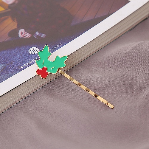 Christmas Theme Alloy Enamel Hair Bobby Pin AJEW-A056-04E-1