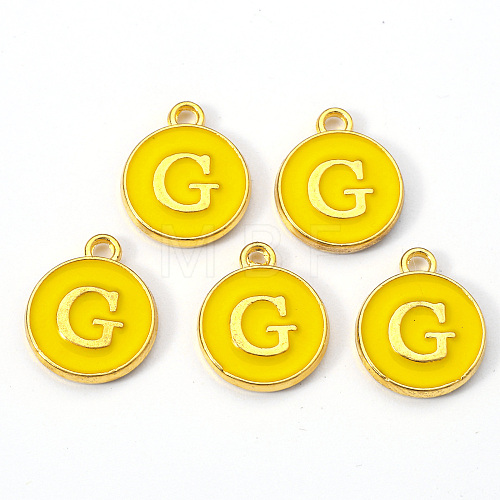 Golden Plated Alloy Enamel Charms X-ENAM-S118-09G-1