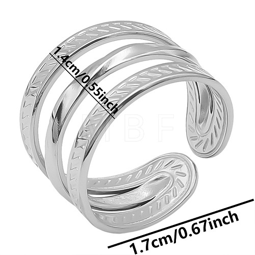 Minimalist 304 Stainless Steel Wide Band Cuff Open Rings for Women AU6478-1-1