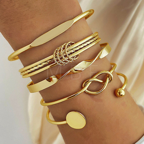 5Pcs 5 Styles Alloy Bangles WG70F83-01-1