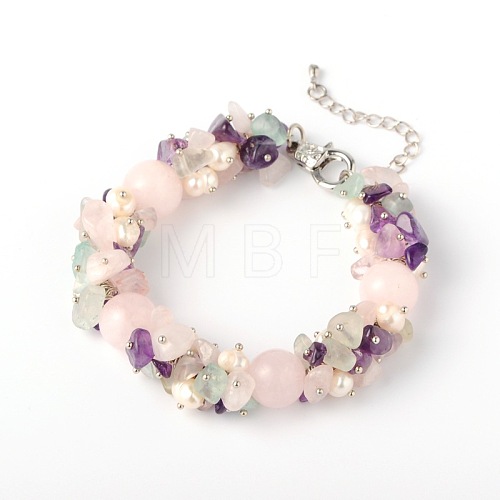 Natural Gemstone Chips Bracelets BJEW-JB01616-01-1