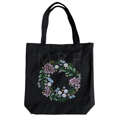 DIY Flower Wreath Pattern Tote Bag Embroidery Kit PW22121376717-1