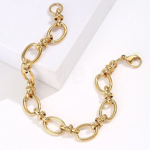 Stainless Steel Oval Link Chain Bracelet KM2112-1-1