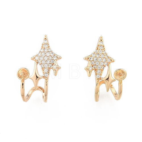 Brass Pave Clear Cubic Zirconia Stud Earring Findings KK-N216-542-1