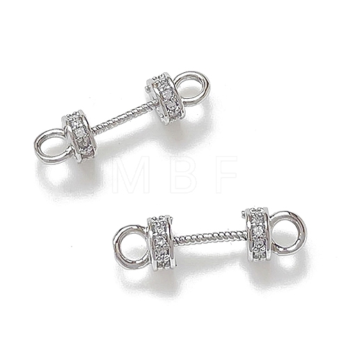 Brass Micro Pave Clear Cubic Zirconia Connector Charms KK-K361-01P-1